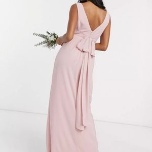 TFNC Bridesmaid top wrap chiffon dress in pink